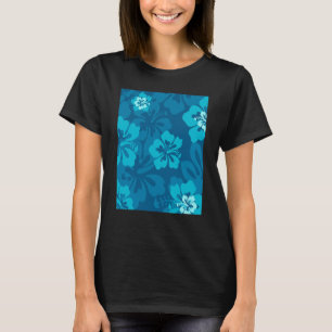 Camiseta Flor Tropical Floral de Hibisco Azul Hawaiano