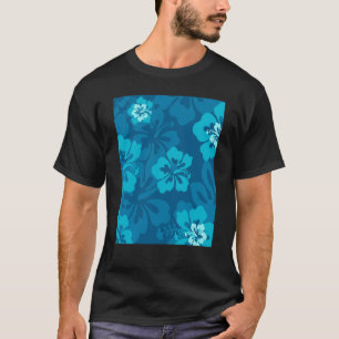 Camiseta Flor tropical hawaiana azul hibiscus floral