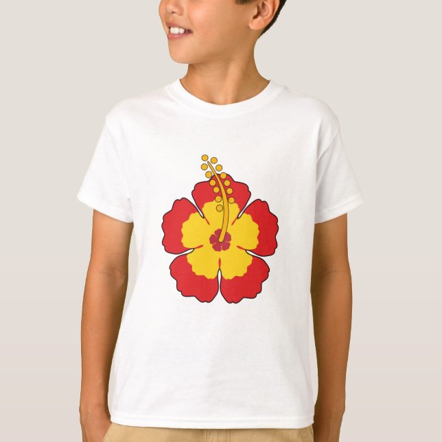 Camiseta Flor tropical hibiscus roja (Anverso)