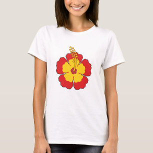 Camiseta Flor tropical hibiscus roja