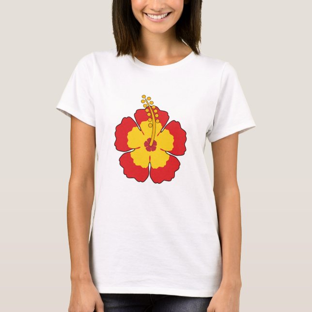 Camiseta Flor tropical hibiscus roja (Anverso)