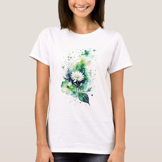 Camiseta Flor verde (Anverso)