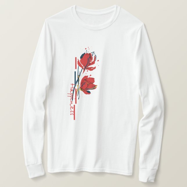 Camiseta Flor vibrante minimalista (Anverso del diseño)