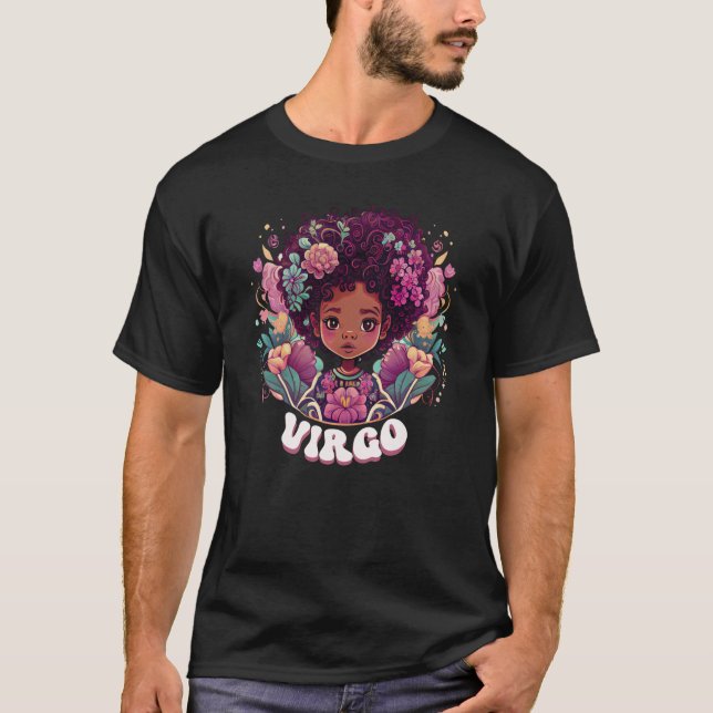 Camiseta Flor virgo dulce Zodiac Afro Chica Agosto Septembe (Anverso)