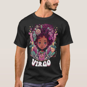 Camiseta Flor virgo dulce Zodiac Afro Chica Agosto Septembe
