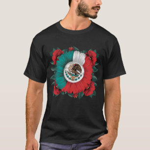 Camiseta Flor Viva México Bandera Mexicana Herencia Hispana