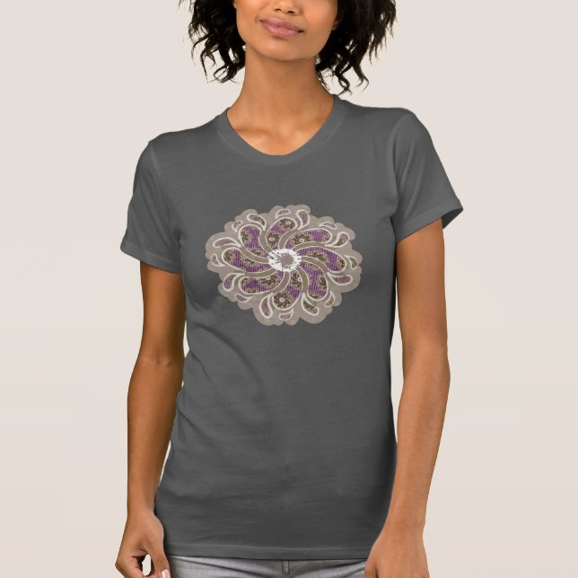 Camiseta Flor y ciruela de espino morado círculo de ciruela (Anverso)