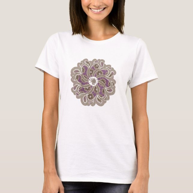 Camiseta Flor y espina de denim / tapa blanca de ciruela pú (Anverso)