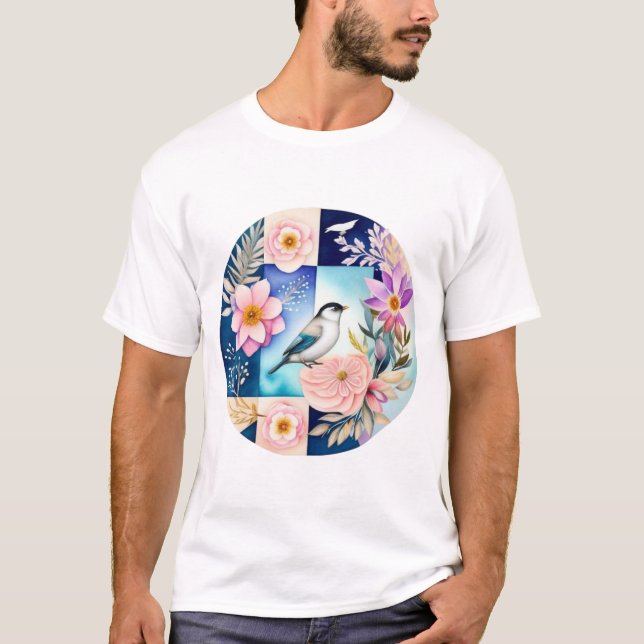 Camiseta Flor y Pájaro  (Anverso)