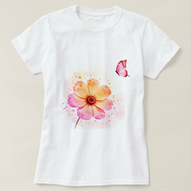 Camiseta Flor y una mariposa (Diseño del anverso)
