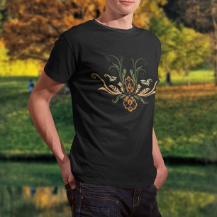Camiseta Flora Geométrica De Damasco Clásica Con Ramas