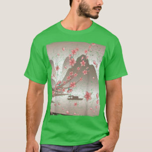 Camiseta Flora japonesa florida Cereza de flor rosa Sakura
