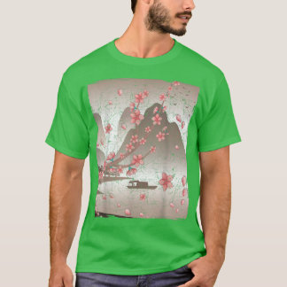 Camiseta Flora japonesa florida Cereza de flor rosa Sakura