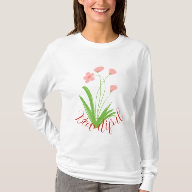Camiseta Flora Rosa Y Verde (Anverso)
