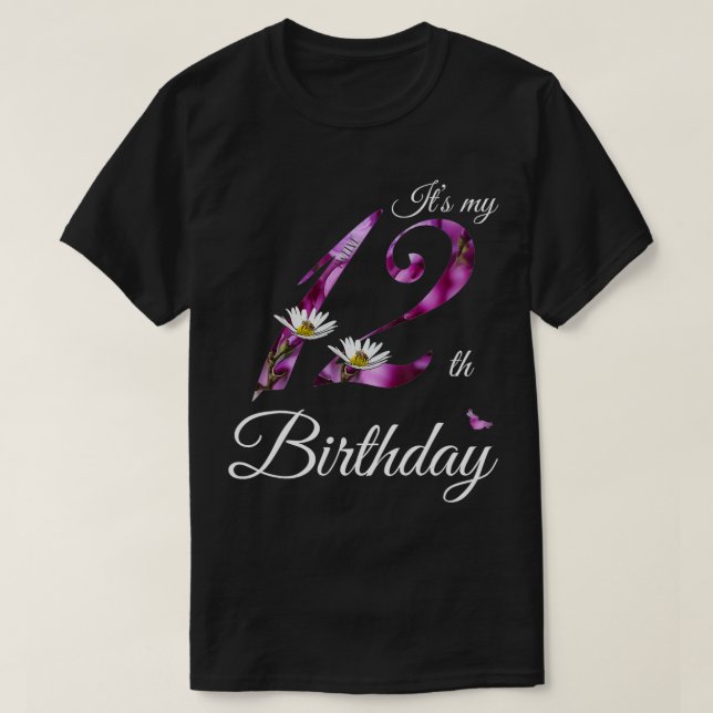 Camiseta Floral 2010 de 12 años es mi gif de cumpleaños núm (Diseño del anverso)