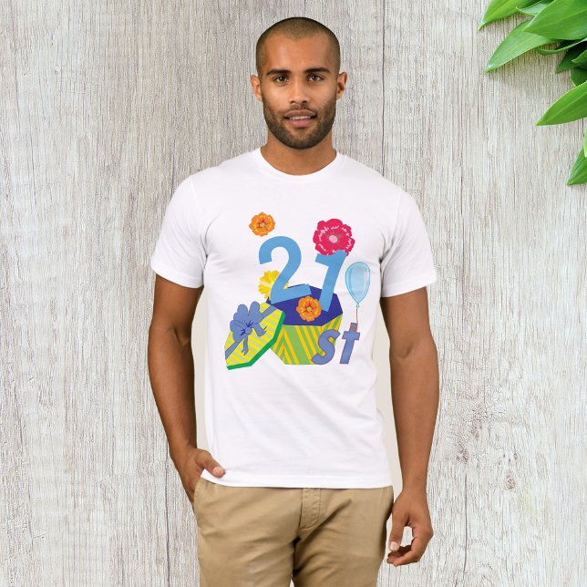 Camiseta Floral 21st Birthday Mens T-Shirt (Subido por el creador)