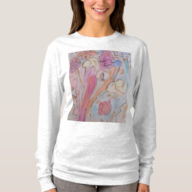 Camiseta Floral abstracto en pastel (Anverso)