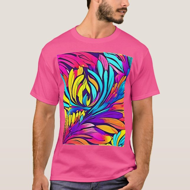 Camiseta Floral Abstracto Vibrante (Anverso)