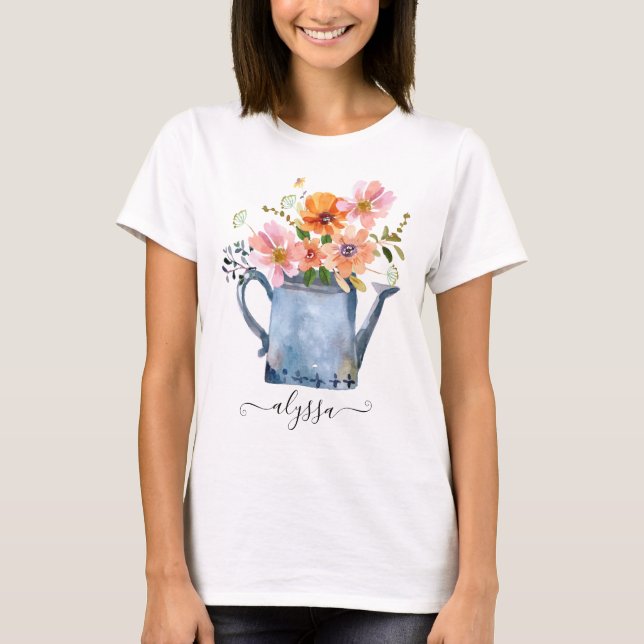 Camiseta Floral acuática pintada a mano (Anverso)