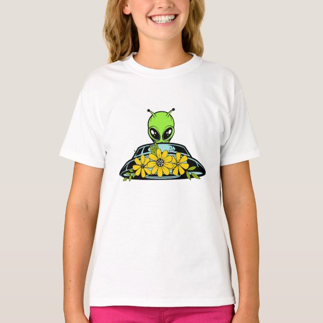 Camiseta Floral Alien Spaceship (Anverso)
