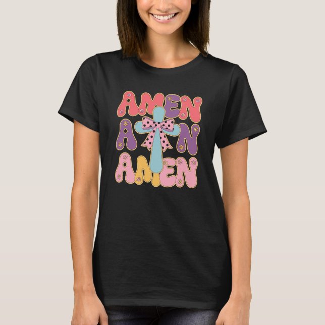Camiseta Floral Amen Christian Easter Blessings (Anverso)