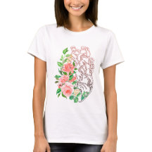 Camiseta floral anatómica cardíaca - Medicina artí