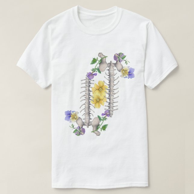 Camiseta Floral Anatomy - Vertebrae, Hip Bone (Diseño del anverso)