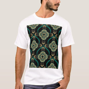 Camiseta Floral árabe, elegante patrón vintage.