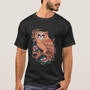 Camiseta Floral Azúcar Skull Owl T Shirt