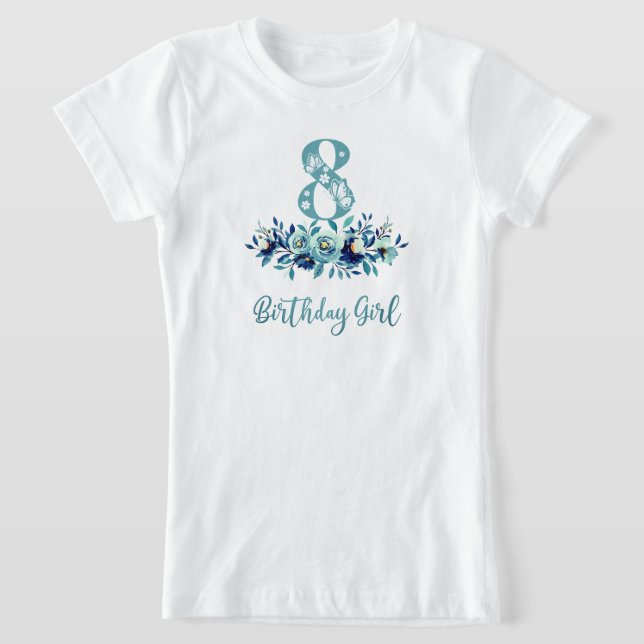 Camiseta Floral azul 8 cumpleaños (Distribución)