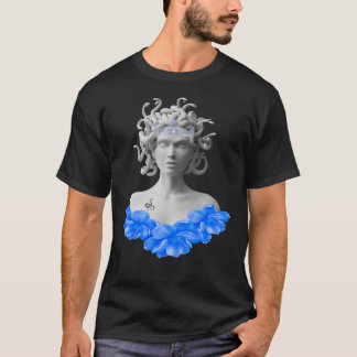 Camiseta Floral azul de la mitología griega de Medusa Gorgo