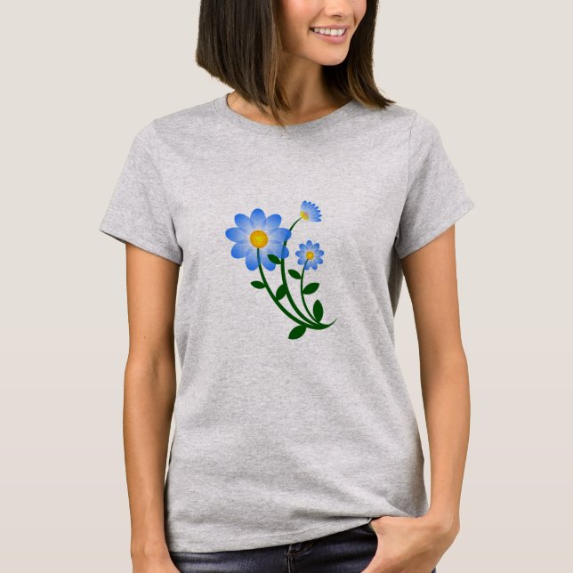 Camiseta floral azul primavera flor (Anverso)