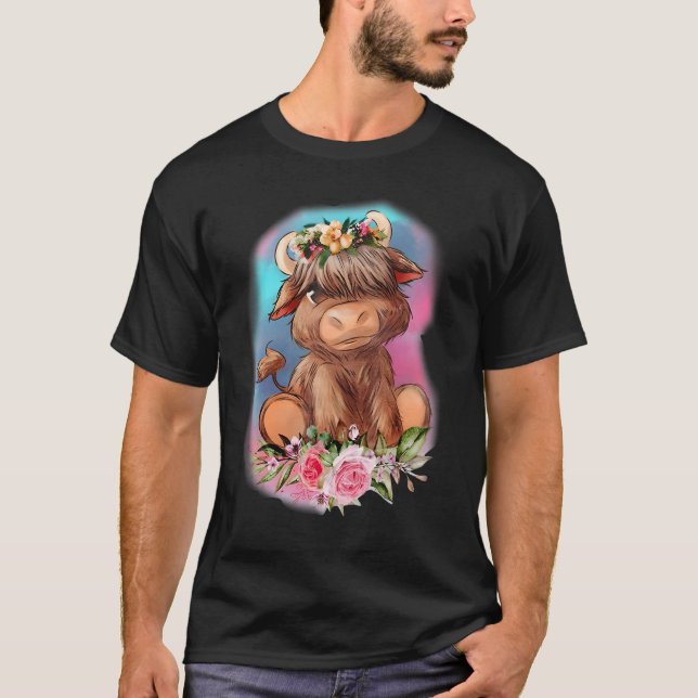 Camiseta Floral Baby Highland Cow Farm Animals Western Coun (Anverso)