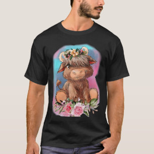 Camiseta Floral Baby Highland Cow Farm Animals Western Coun