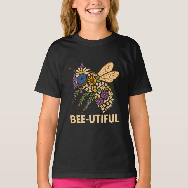 Camiseta Floral Bee Fusion Bee-Utiful (Anverso)