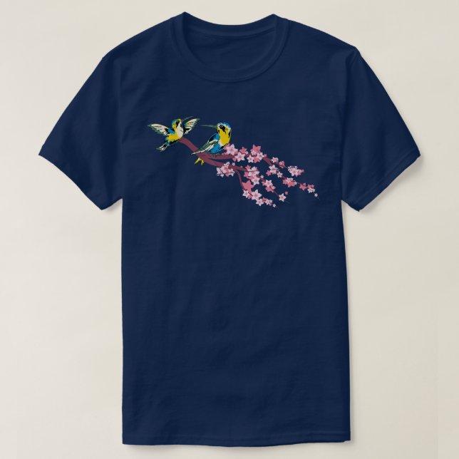 Camiseta Floral Bird Animal Lover Sakura Cherry Blossom Hum (Diseño del anverso)