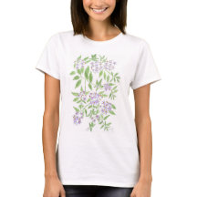 Camiseta floral blanca de las mujeres