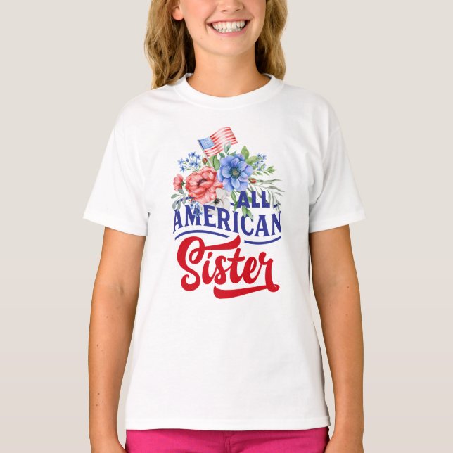 Camiseta Floral blanca y azul Toda la Hermandad Americana (Anverso)