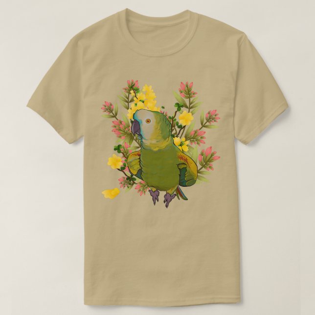 Camiseta Floral Blue Fronzon Amazon Parrot (Diseño del anverso)