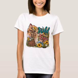 Camiseta Floral Boho Salvaje y Libre