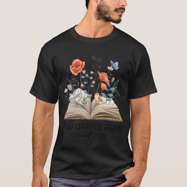 Camiseta Floral Book A New Chapter Begins Retired Teacher R (Anverso)