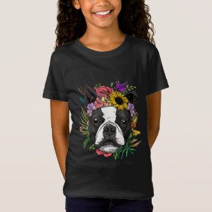 Camiseta Floral Boston Terrier Perro Primavera Naturaleza P