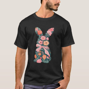 Camiseta Floral Bunny Easter Coquette Bow Spring Girly East