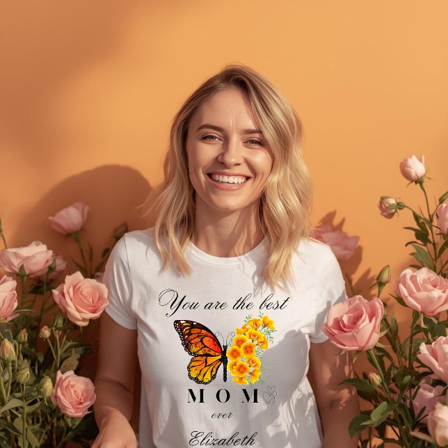 Camiseta Floral Butterfly Mother's Day Personalized T-Shirt (Subido por el creador)