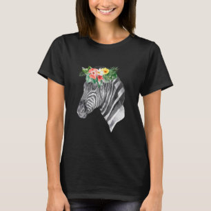 Camiseta Floral Cabeza de cebra silvestre Cabeza de animal 