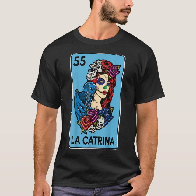 Camiseta Floral Card Mexican Lottery Muertos Day Of Dead La (Anverso)