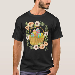 Camiseta Floral Cesta de Pascua Flores Huevos de Pascua Fel
