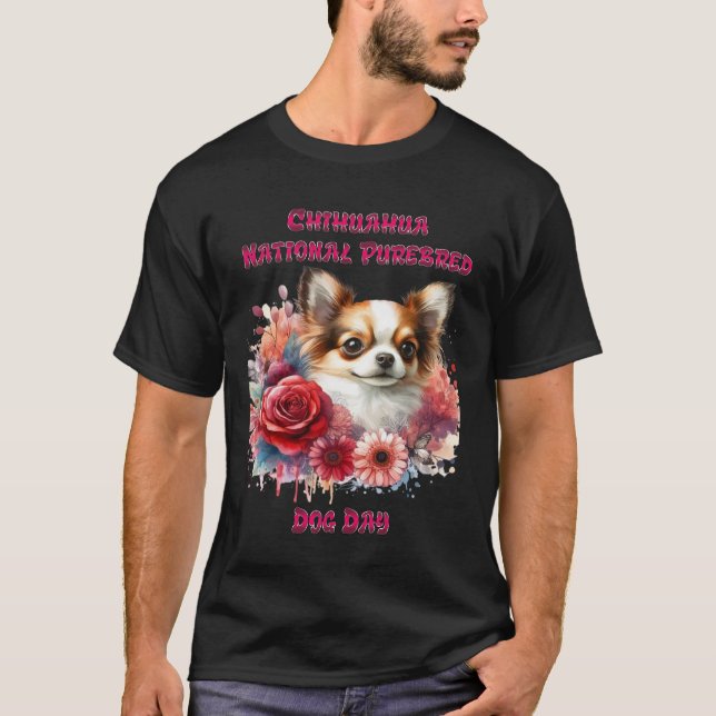 Camiseta Floral Chihuahua a pequeña canina florece (Anverso)