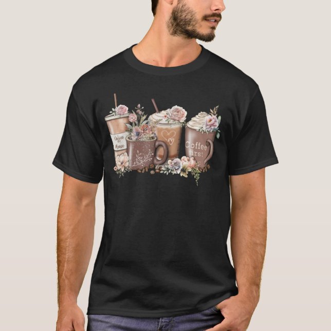 Camiseta Floral Coffee Cup Iced Latte With Spring Flowers (Anverso)
