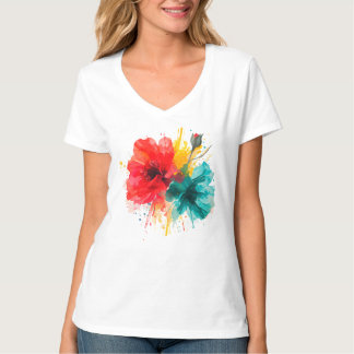 Camiseta floral colorida de las mujeres -
